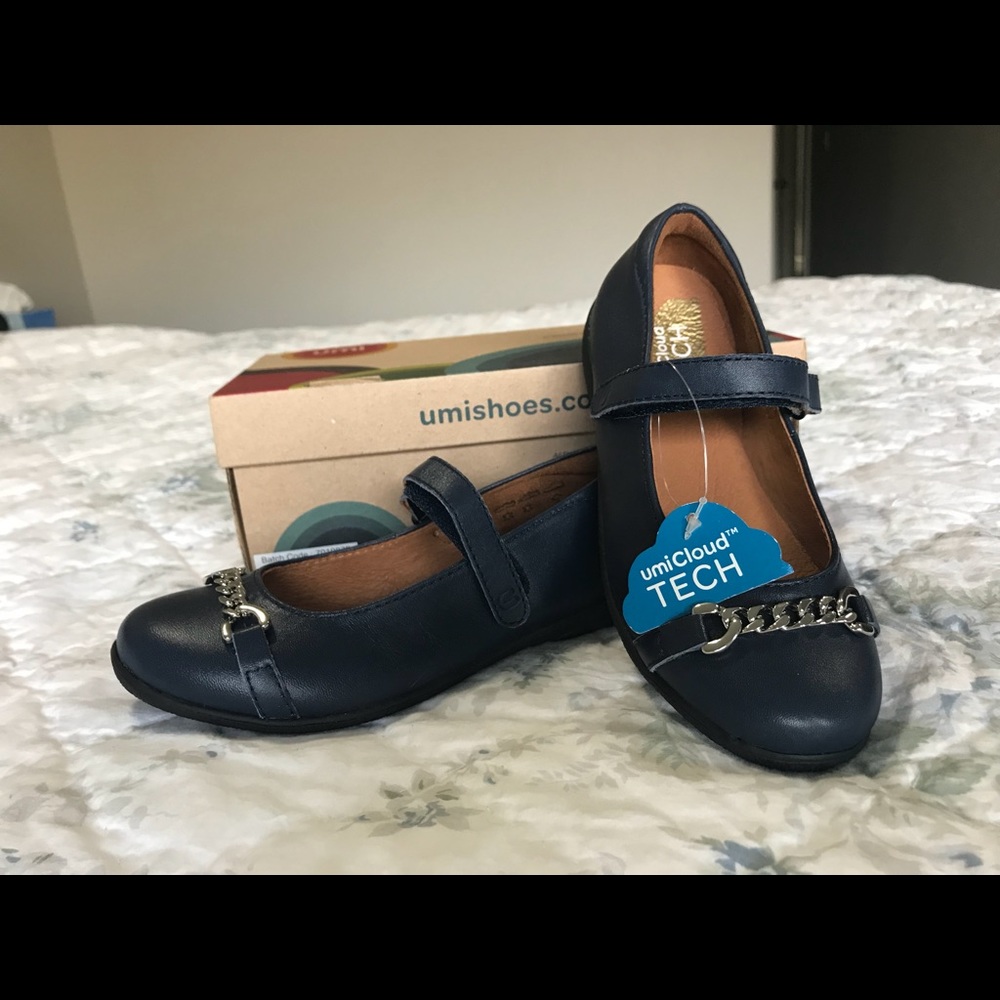 Umi Girls Navy Leather Mary Jane Shoes